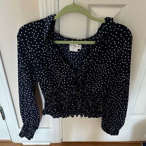 Navy Polka Dot Women's Top